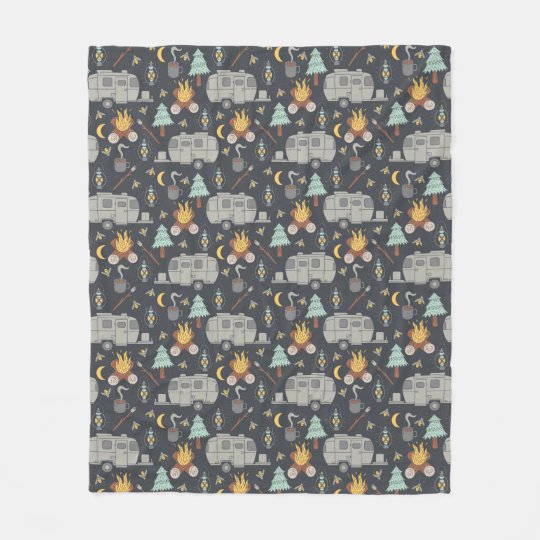 Retro RV Camping Fleece Blanket