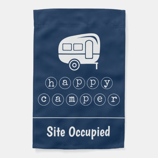 Retro RV Happy Camper Site Occupied Camping Sign (Front)
