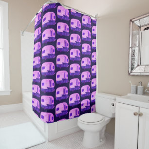 Retro RV Motorhome Trailer Camper Watercolor Shower Curtain