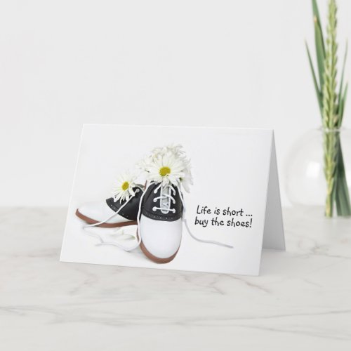 retro saddle shoes with white daisy birthday card