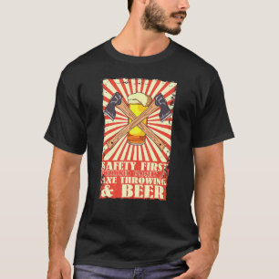 Retro Safety First Axe Throwing And Beer Viking T-Shirt