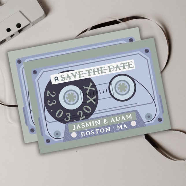 Retro Sage Green Cassette Tape Save The Date (Creator Uploaded)