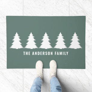 Retro Sage Green Christmas Modern Minimal Unique Doormat