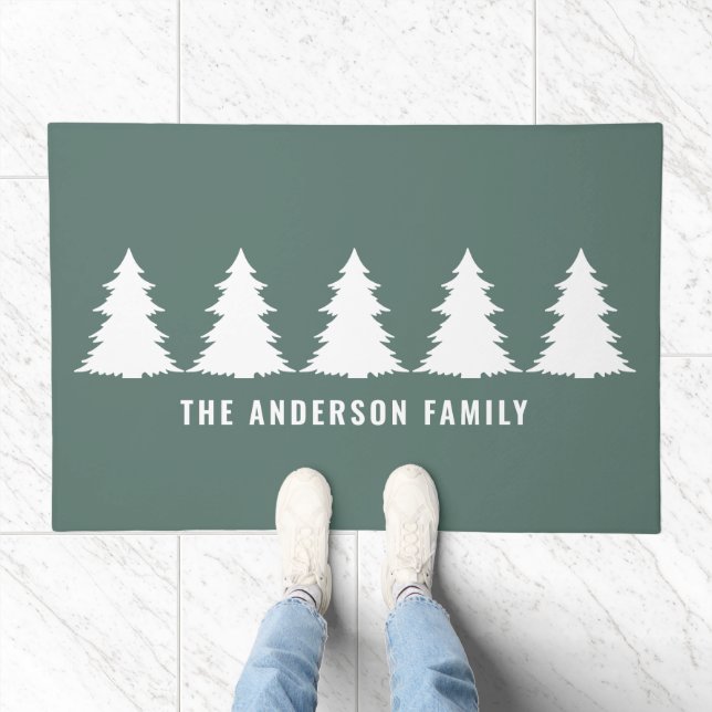 Retro Sage Green Christmas Modern Minimal Unique Doormat (Indoor)
