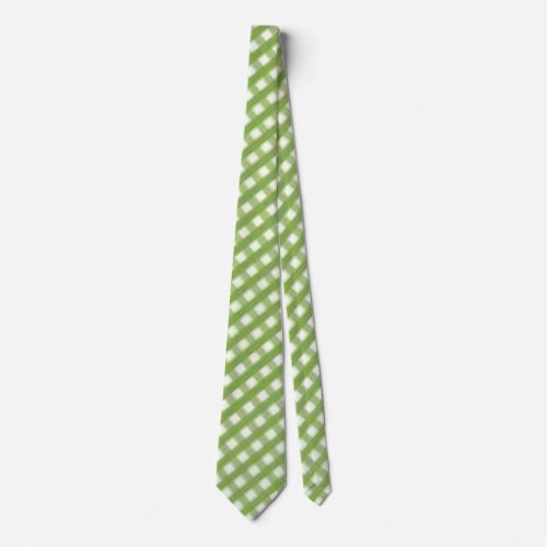 Retro Sage Green Gingham Check Neck Tie