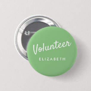 Retro Sage Green Pin-back Volunteer Buttons