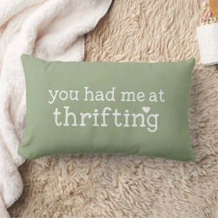 Retro Sage Green Typography & Heart Lumbar Pillow