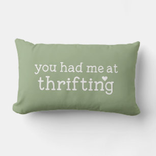Retro Sage Green Typography & Heart Lumbar Pillow