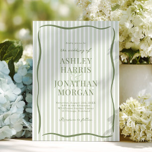 Retro Sage Green Wedding Invitation