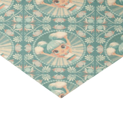 Retro Sage Sand Cheerleader Mandala Diamond Tile Tissue Paper