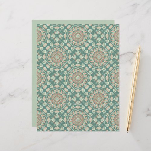 Retro Sage &amp; Sand Ornate Mandala Diamond Tile