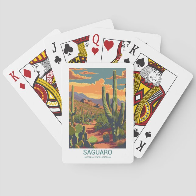 Retro Saguaro Scenic View   Poker Cards (Back)