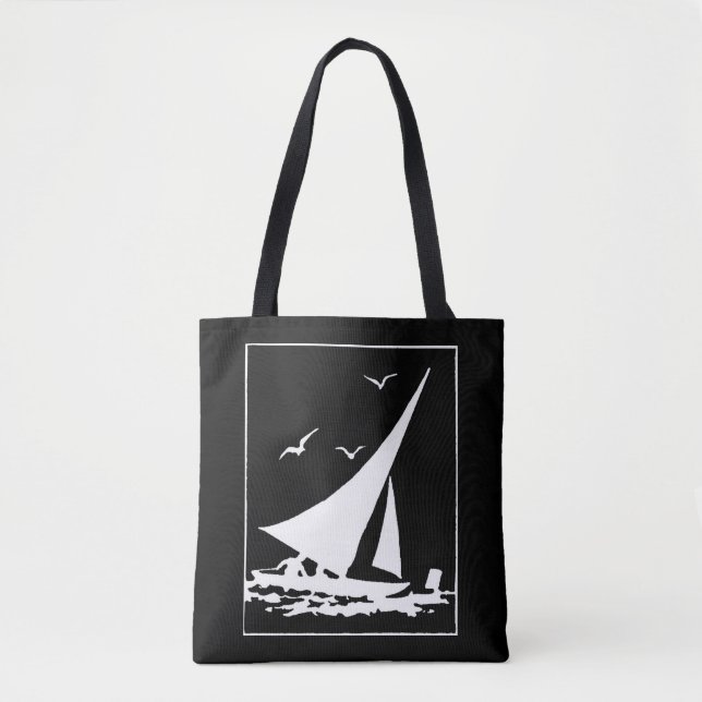 Retro Sailboat Silhouette Tote Bag (Front)