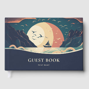 Retro Sailing Boat Guest Book