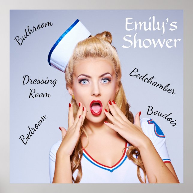 Retro Sailor Girl Poster with editable text (Front)