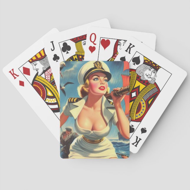 Retro Sailor Pin-up Poker Cards (Back)