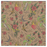 Retro Sailor Tattoo Print Vintage Fabric