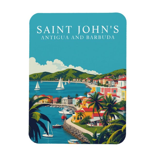 Retro Saint John’s Antigua Travel Souvenir Magnet (Vertical)