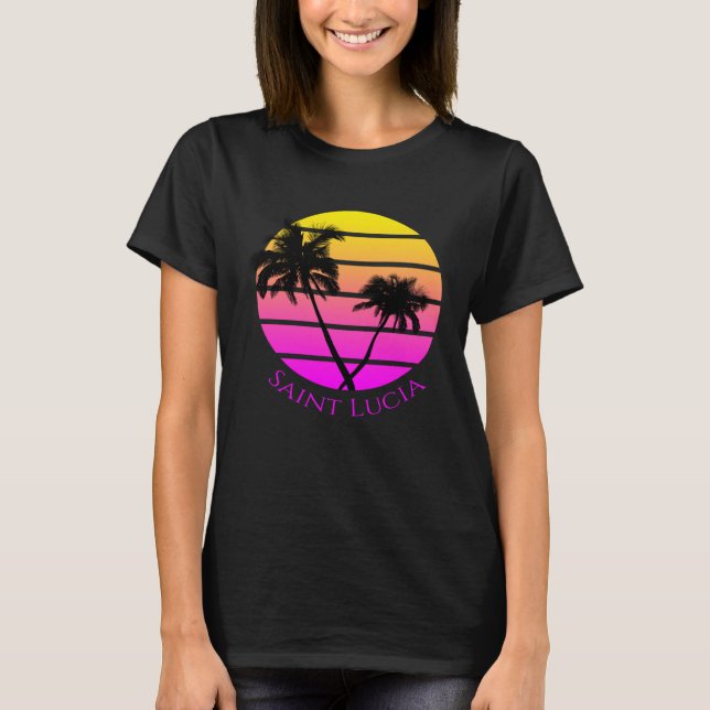 Retro Saint Lucia Beach T-Shirt (Front)