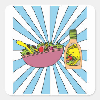 Retro Salad Dressing Square Sticker