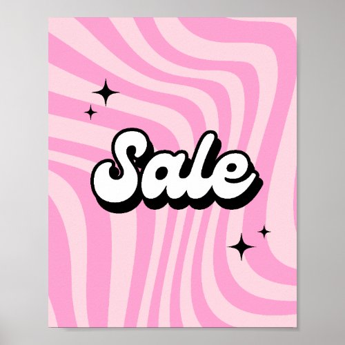 Retro Sale Sign Pink Sale Poster Boutique Store  Poster