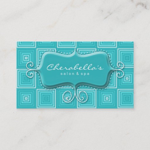 Customizable Retro Salon Spa Business Card Square Turquoise