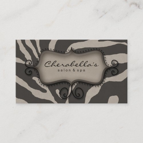 Retro Salon Spa Business Card Zebra Beige