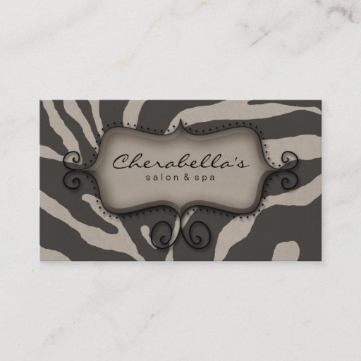 Customizable Retro Salon Spa Business Card Zebra Beige