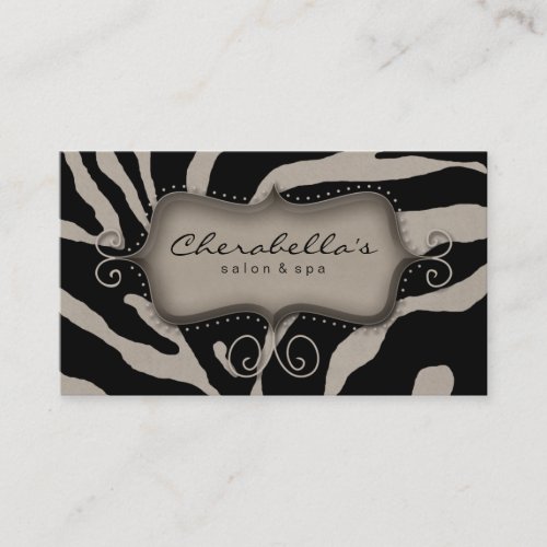 Retro Salon Spa Business Card Zebra Black