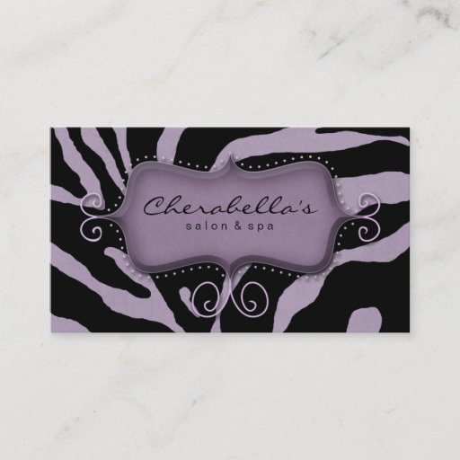 Customizable Retro Salon Spa Business Card Zebra Purple