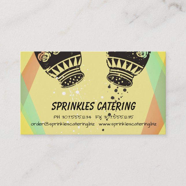 Retro salt pepper chef catering business card (Front)