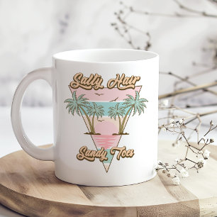 Retro "Salty Hair Sandy Toes" Beach Summer Coffee Mug