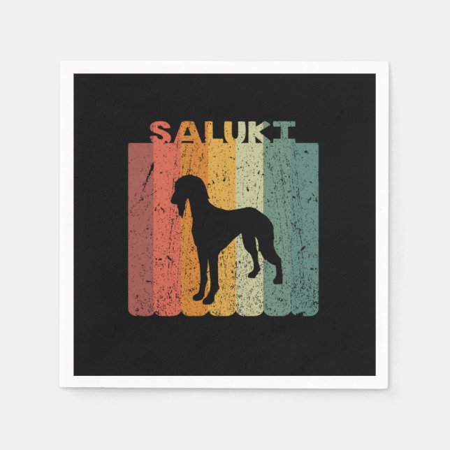 Retro Saluki Dog Lover Gift Idea Napkins (Front)