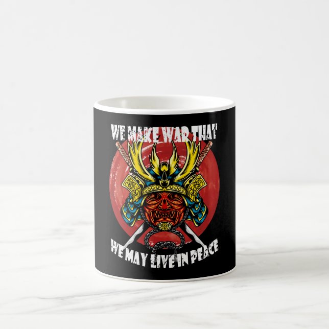 Retro Samurai Helmet - Samurai Quote About Peace Coffee Mug (Center)