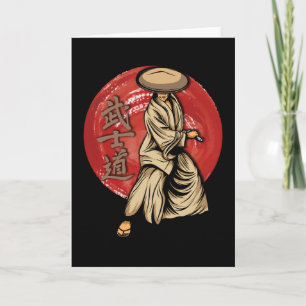 Retro Samurai Warrior with Katana - Japanese Card