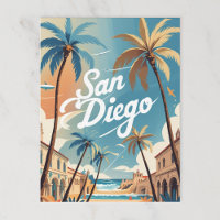Retro San Diego Beach and City