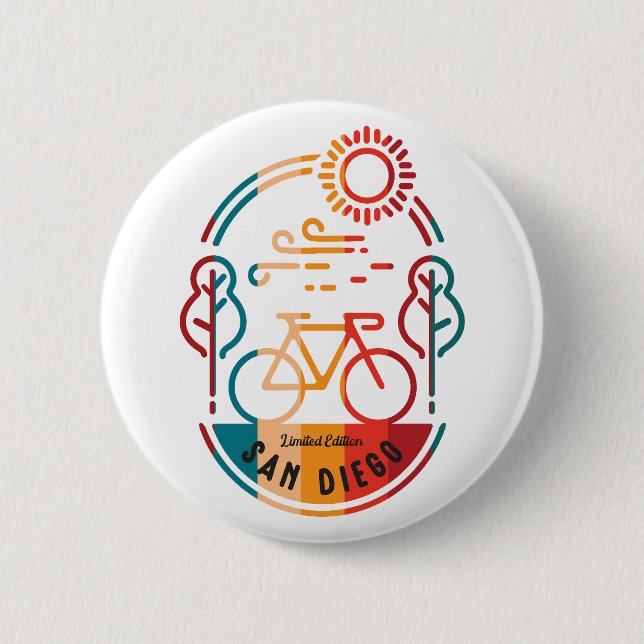Retro San Diego Bike Trail. Button (Front)