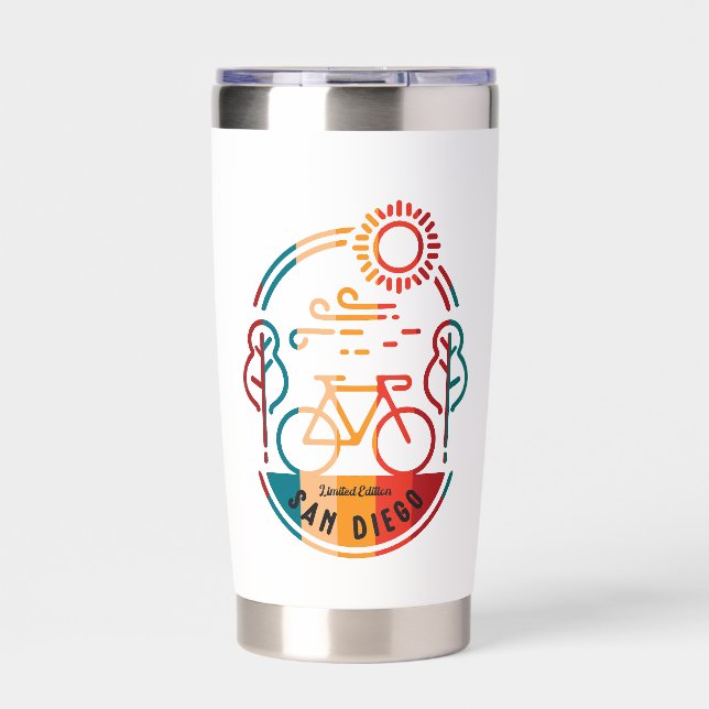 Retro San Diego Bike Trail. Insulated Tumbler (Front)
