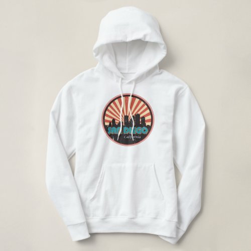 Retro San Diego California State Skyline Vintage Hoodie