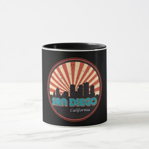 Retro San Diego California State Skyline Vintage Mug