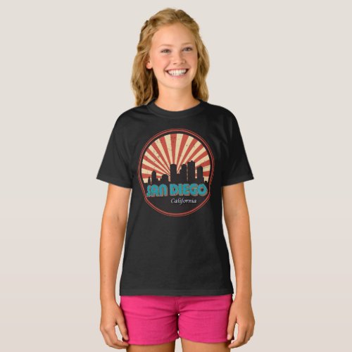 Retro San Diego California State Skyline Vintage T_Shirt