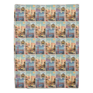 Retro San Francisco Batchwork Duvet Cover