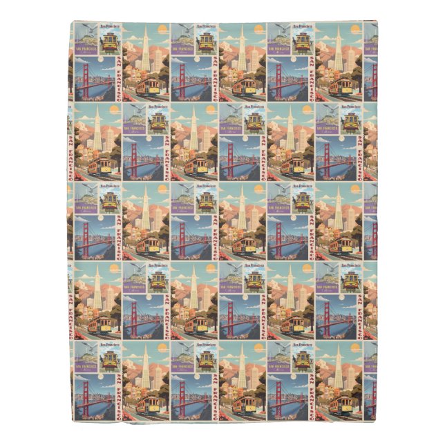 Retro San Francisco Batchwork Duvet Cover (Front)