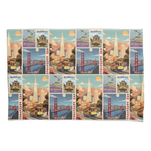 Retro San Francisco Batchwork Pillow Case