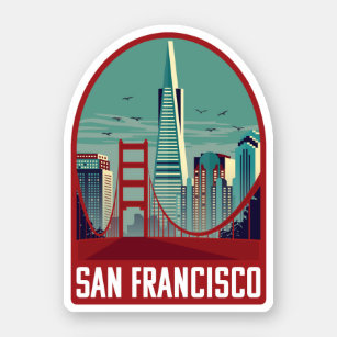 Retro San Francisco Golden Gate Bridge Travel Sticker