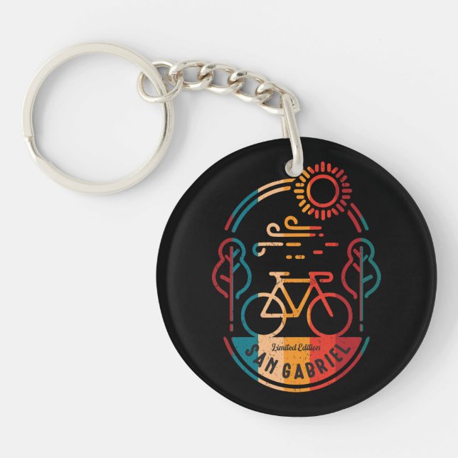 Retro San Gabriel Bike Trail. Keychain (Front)
