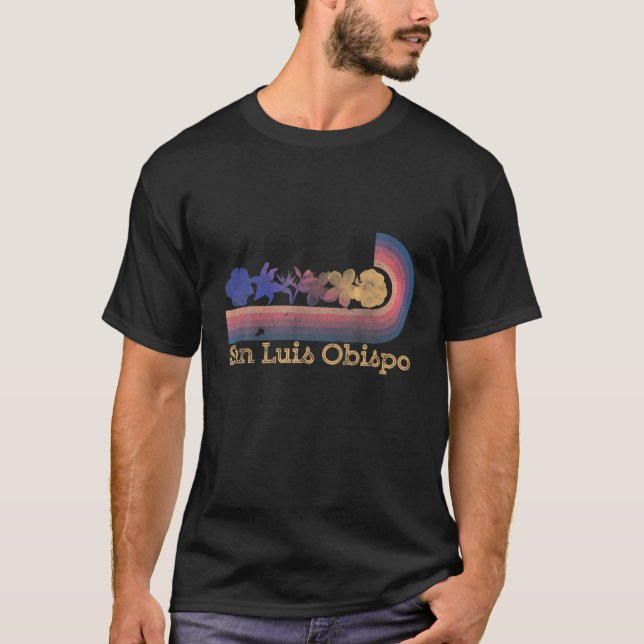 Retro San Luis Obispo Tropical Flowers 80'S Style T-Shirt (Front)