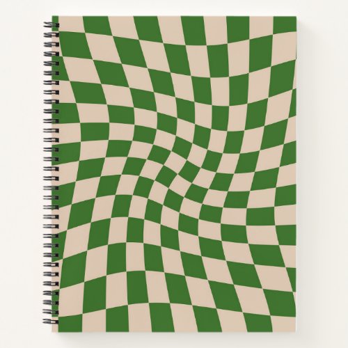 Retro Sand Green Warped Checks Checkered      Notebook