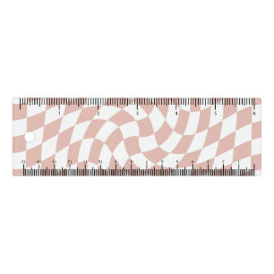 Retro Sand Pink Dorm Warped Check Checkered   Ruler