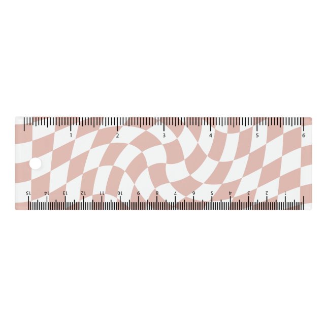Retro Sand Pink Dorm Warped Check Checkered   Ruler (Front)